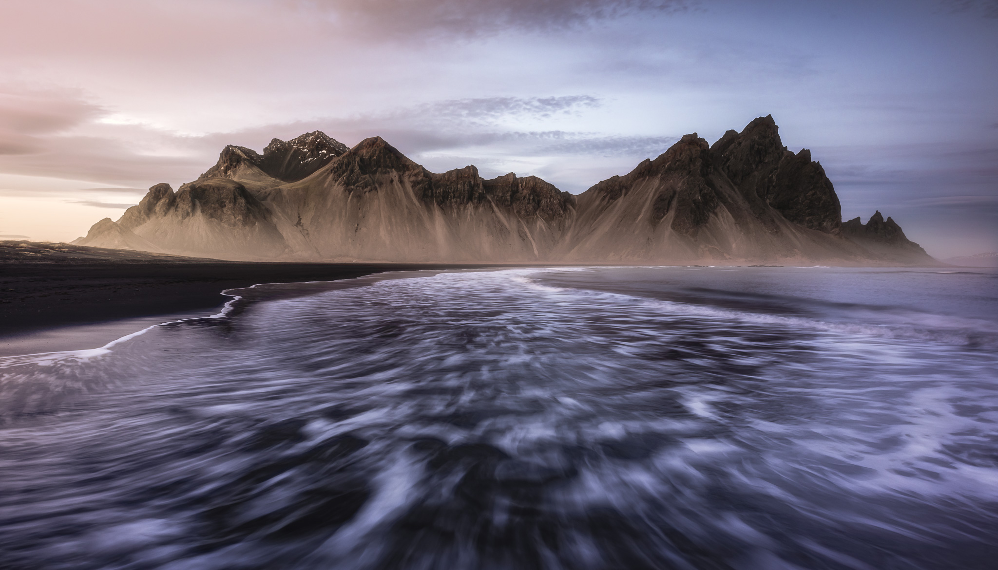Colorful Sunset at Vestrahorn in South Eastern Island
